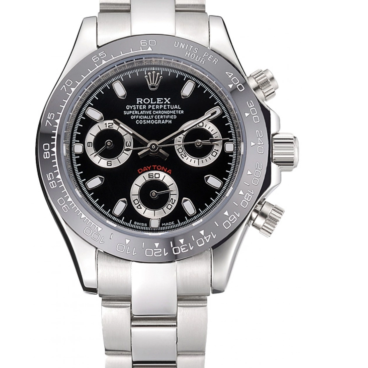Aaa replica Silver Black Stainless Stainless Cosmograph Steel Case Daytona Rolex Steel Subdials 622635 0616